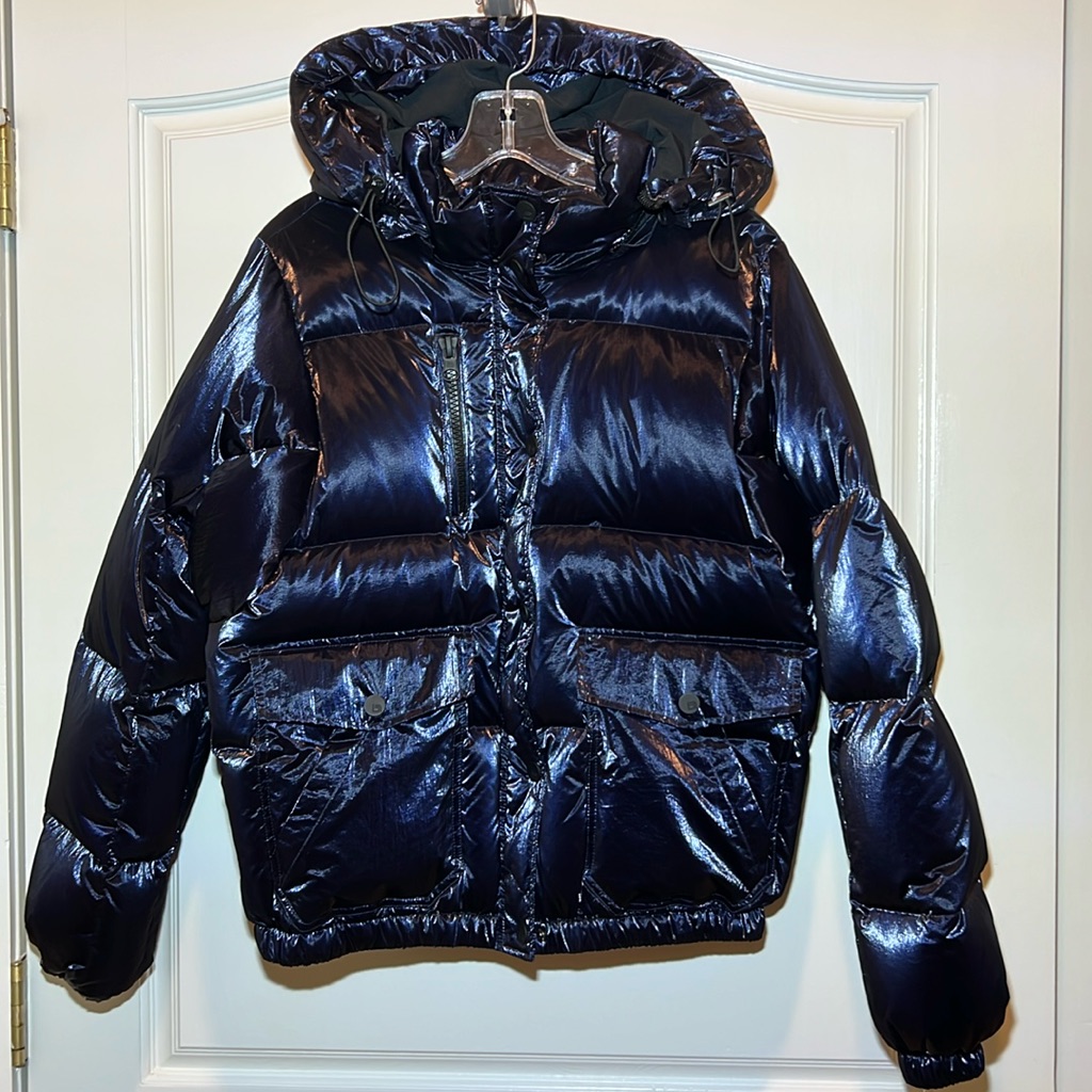 Blanc Noir Midnight Blue Puffer Jacket Sz S Nwt